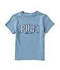 Color:Cassidy Blue - Image 1 - Little Boys 2T-7 Short Sleeve Striped Logo Jersey T-Shirt