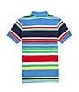 Color:New England Blue Multi - Image 2 - Little Boys 2T-7 Short Sleeve Striped Mesh Polo Shirt
