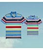 Color:New England Blue Multi - Image 3 - Little Boys 2T-7 Short Sleeve Striped Mesh Polo Shirt
