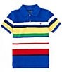 Color:Sapphire Star Multi - Image 1 - Little Boys 2T-7 Short Sleeve Striped Mesh Polo Shirt