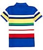 Color:Sapphire Star Multi - Image 2 - Little Boys 2T-7 Short Sleeve Striped Mesh Polo Shirt