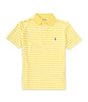 Color:Sunfish yellow/Ceramic White - Image 1 - Little Boys 2T-7 Short Sleeve Striped Performance Jersey Polo Shirt