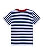 Color:Sapphire Star/White - Image 2 - Little Boys 2T-7 Short Sleeve Striped Pocket Knit Jersey T-Shirt