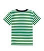 Color:Preppy Green/White - Image 2 - Little Boys 2T-7 Short Sleeve Striped Pocket Knit Jersey T-Shirt
