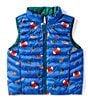 Color:Tossed Football/Hunter Green - Image 1 - Little Boys 2T-7 Sleeveless P-Layer Reversible Vest