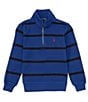 Color:Sporting Royal/Black - Image 1 - Little Boys 2T-7 Long Sleeve Striped Cotton Interlock Pullover