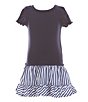 Color:Newport Navy - Image 1 - Little Girls 2T-6X Pointelle Knit Woven Skirt Cotton Dress