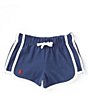 Color:Rustic Navy - Image 1 - Little Girls 2T-6X Athletic Piping Mesh Shorts