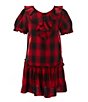 Color:Red/Black - Image 1 - Little Girls 2T-6X Buffalo Check Ruffled Twill Drop-Waist Dress