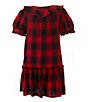 Color:Red/Black - Image 2 - Little Girls 2T-6X Buffalo Check Ruffled Twill Drop-Waist Dress