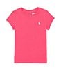Color:Bright Pink/White - Image 1 - Little Girls 2T-6X Cap Sleeve Jersey T-shirt