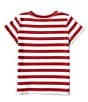 Color:Nantucket Red - Image 2 - Little Girls' 2T-6X Cap-Sleeve Striped Polo Bear Jersey T-Shirt