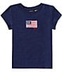 Polo Ralph Lauren Little Girls Flag Applique Cotton Jersey T-Shirt, Color:Navy - Image 1