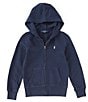 Color:French Navy - Image 1 - Little Girls 2T-6X French Terry Hoodie Jacket