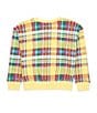Color:Sunshine Madras/Bright Pink - Image 2 - Little Girls 2T-6X Long-Sleeve Plaid French Terry Sweatshirt