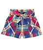Color:Blue/Red Multi - Image 1 - Little Girls 2T-6X Madras Pull-On Shorts