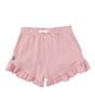 Color:Garden Pink/Dusty Blue - Image 1 - Little Girls 2T-6X Ruffled Stretch Mesh Shorts