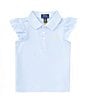 Color:Blue Hyacinth/Corn Yellow - Image 1 - Little Girls 2T-6X Short-Sleeve Eyelet Stretch Mesh Polo Shirt