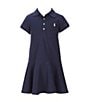 Color:French Navy - Image 1 - Little Girls 2T-6X Short-Sleeve Mesh Dropwaist Polo Dress