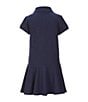 Color:French Navy - Image 2 - Little Girls 2T-6X Short-Sleeve Mesh Dropwaist Polo Dress