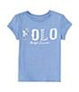 Color:Campus Blue - Image 1 - Little Girls 2T-6X Short Sleeve Mixed Logo Jersey T-Shirt