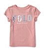 Color:Tickled Pink - Image 1 - Little Girls 2T-6X Short Sleeve Mixed Logo Jersey T-Shirt