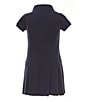 Color:Spring Navy - Image 2 - Little Girls 2T-6X Short Sleeve Nautical Stretch Mesh Polo Dress