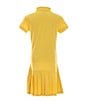 Color:Chrome Yellow/Bright pink - Image 2 - Little Girls 2T-6X Short Sleeve Pleated Drop-Waist Stretch Mesh Dress