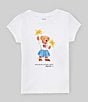 Polo Ralph Lauren Little Girls 2T-6X Short Sleeve Americana Polo Bear Jersey T-Shirt, Color:White - Image 1