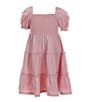 Color:Garden Pink/Blue Hyacinth - Image 1 - Little Girls 2T-6X Short Sleeve Smocked Day Dress
