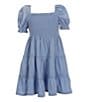 Color:Blue Hyacinth/White - Image 1 - Little Girls 2T-6X Short Sleeve Smocked Day Dress