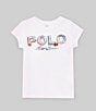 Color:White - Image 1 - Little Girls 2T-6X Short-Sleeve Tropical-Logo Jersey T-Shirt