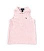Color:Hint Of Pink - Image 1 - Little Girls 2T-6X Sleeveless Mesh Polo Shirt