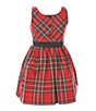 Color:Red/Black Multi - Image 2 - Little Girls 2T-6X Sleeveless Plaid Fit-and-Flare Dress