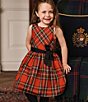 Color:Red/Black Multi - Image 3 - Little Girls 2T-6X Sleeveless Plaid Fit-and-Flare Dress