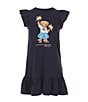 Polo Ralph Lauren Little Girls 2T-6X Sparkler Polo Bear Cotton Jersey Dress, Color:Navy - Image 1