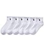 Polo Ralph Lauren Little/Big Girls Performance Solid Cushioned Quarter Socks 6-Pack, Color:White - Image 1