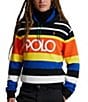 Color:Polo Black Multi - Image 1 - Logo Striped Long Sleeve Fleece Hoodie