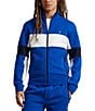 Color:Sapphire Start Multi - Image 1 - Long Sleeve Double-Knit Mesh Track Jacket