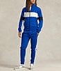 Color:Sapphire Start Multi - Image 5 - Long Sleeve Double-Knit Mesh Track Jacket