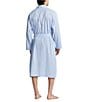 Color:Marina Stripe/Cruise Navy - Image 2 - Long Sleeve Striped Belted Woven Robe