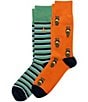 Polo Ralph Lauren Mini Surf Bear/Striped Crew Socks 2-Pack, Color:Orange - Image 1