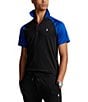 Color:Polo Black/Sapphire Star - Image 1 - Pique Performance Stretch Short Sleeve Polo Shirt