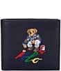 Color:Navy - Image 1 - Polo Bear Painter Leather Billfold Wallet
