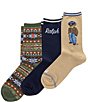 Polo Ralph Lauren Pre Fall Bear Crew Socks, 3 Pack - Image 1