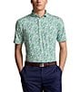 Color:Pastel Mint - Image 1 - RLX Golf Classic-Fit Performance Stretch Floral Print Short Sleeve Polo Shirt