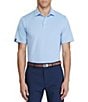 Color:Austin Blue - Image 1 - RLX Golf Classic-Fit Solid Performance Stretch Short-Sleeve Polo Shirt