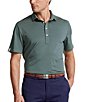 Color:Fatigue/Refined Navy - Image 1 - RLX Golf Classic-Fit Stripe Performance Stretch Short-Sleeve Polo Shirt