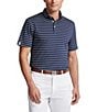 Color:Refined Navy Multi - Image 1 - RLX Golf Classic-Fit Thin Stripe Jersey Short Sleeve Polo Shirt