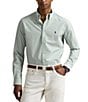 Polo Ralph Lauren Slim Fit Gingham Stretch Poplin Long Sleeve Woven Shirt, Color:Granite Green/White - Image 1